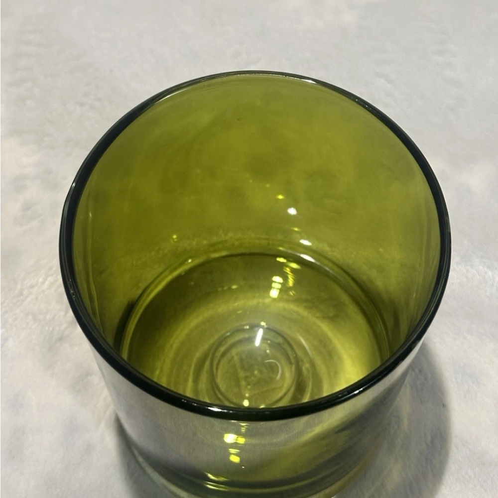Crate&Barrel London Mini Hurricane Candle Holder Olive Green Glass Pedestal 5.5T - Picture 5 of 13